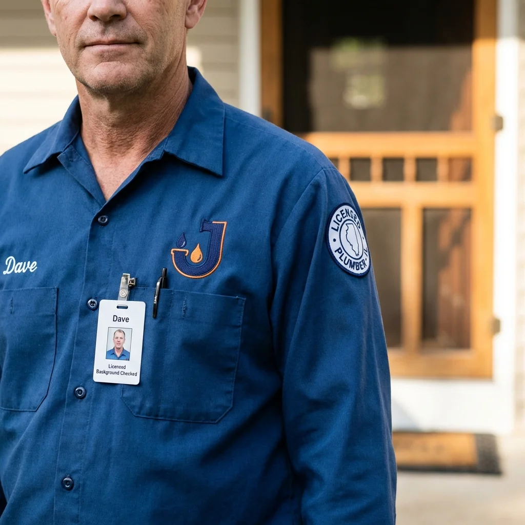 Licensed plumber showing ID badge in Eagle Lake, MN