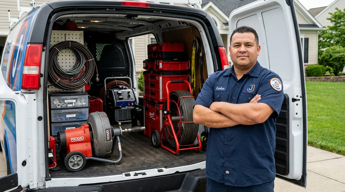 Professional drain cleaning equipment and Johns Plumbing LLC plumber in Eagle Lake